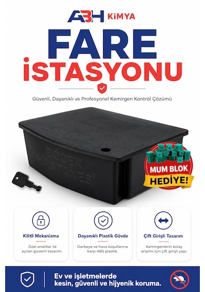 Fare İstasyonu Kilitli Kullanıma Hazır Zehri İçerisinde Fare Kutusu Ve Fare Kapanı Farmakill 1 Adet