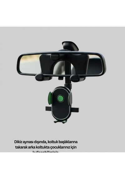 Dikiz Aynası Ve Koltuk Başlığı Uyumlu Ayarlanabilir Kıskaçlı Telefon Tutucu
