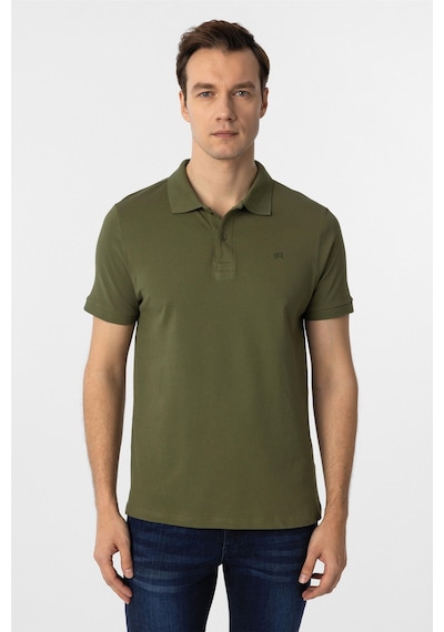 Süvari Haki Slim Fit Düz Polo Yaka Tişört Haki
