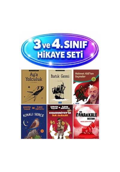 3 Ve4. Sınıf 6 Kitap Set Kınalı Serçe,cumhuriyet'in İlk Sabahı,bir Çanakkale Destanı - Denizde Kopan Fırtına