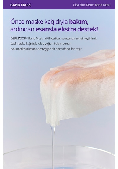 Cica İçerikli, Yoğun Esanslı, Kızarıklık Karşıtı Yaprak Maske Dermatory Cica Zinc Derm Band Mask