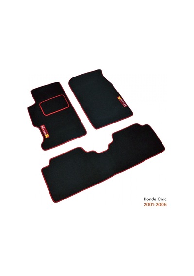 Nyf Honda Civic 2001-2005 Siyah Halı Paspas (Biye Kırmızı)