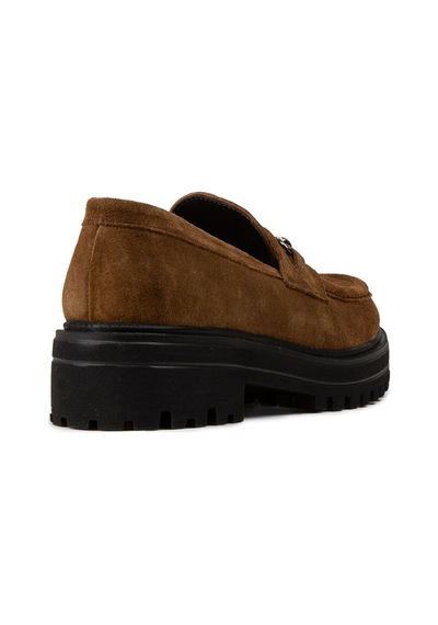 Deery Kadın Hakiki Süet Taba Renkli Toka Detaylı Loafer - 02024ztbae01 Taba