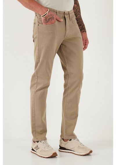 Buratti Pamuklu Comfort Fit Normal Bel Boru Paça Jeans Erkek Kot Pantolon 4412C19Texas Bej