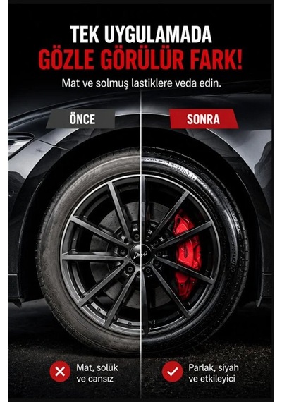 Lastik Parlatıcı Sprey 500 Ml Islak Görünüm, Kalıcı Parlaklık, Lastik Bakım Ultra Black 1 Adet