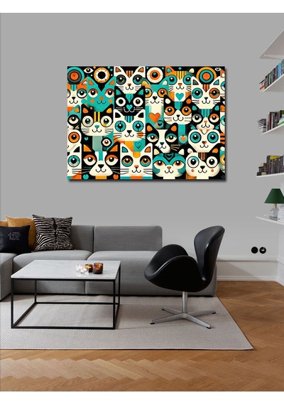 Kanvas Tablo Kedili Göz Motifi 100cmx140cm