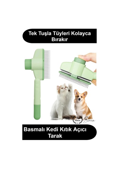 Keditarağı Pratik Basmalı Kendini Temizleyen Evcil Hayvan Kıtık Açıcı Tarak Köpek Tavşan Tüy Toplam