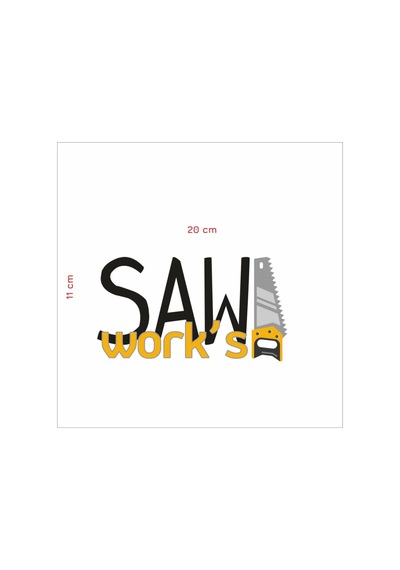 Saw Works Araç Yazısı Sticker Beyaz - 785710874