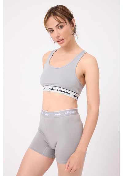 Athleshorts Yüksek Bel Kadın Uzun Boxer Şort -3276 Gri