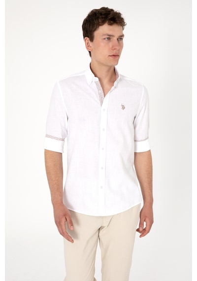 U.s. Polo Assn. Erkek Beyaz Gömlek Desenli 50300200-vr013 Beyaz