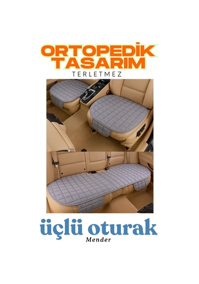 Gri Kadife Yüzeyli Araba Oturak Minderi Kaymaz, Ön/arka Koltuklara Uyumlu