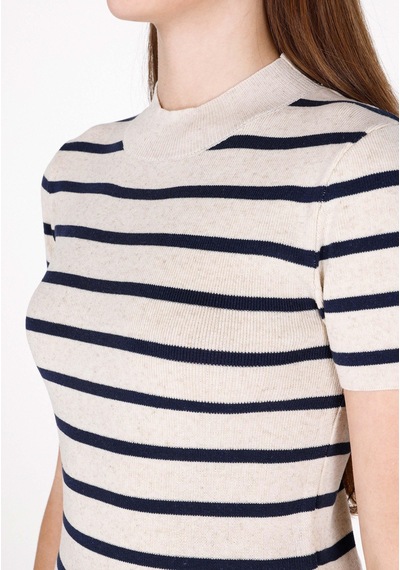 Colin's Colins Slim Fit Yarım Balıkçı Yaka Kadın Bej Kısa Kol Kazak Cl1073127 Q1.v2 Bme Bej