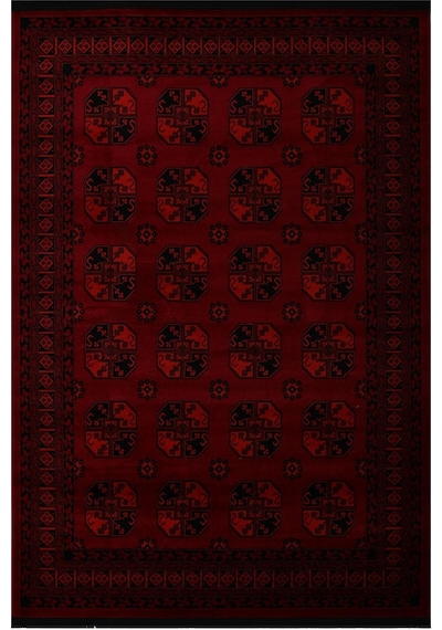 Afgan Türkmen Otantik Desenli Bordo Oturma Odası Salon Mutfak Halısı 2892a Zs74