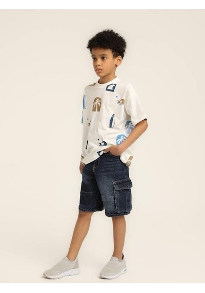 Jack Lions Erkek Çocuk Pamuklu Desenli T-shirt-15643 Ekru