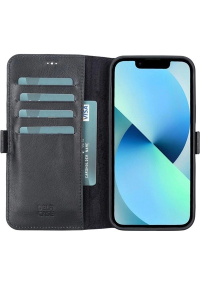 Apple İphone 13 Pro Max Uyumlu Deri Cüzdanlı Kılıf Siyah