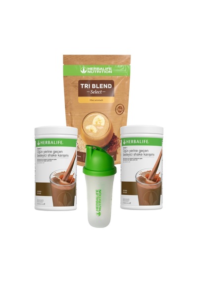 Herbalife Kilo Yukarı Kontrol Paketi Muz Aromalı Tri Blend Shake + 2'li Çikolatalı Shake