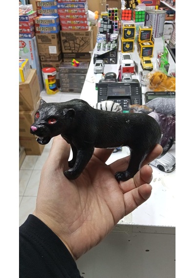 Plastik Oyuncak Hayvan Büyük Boy Kara Panter 17 Cm
