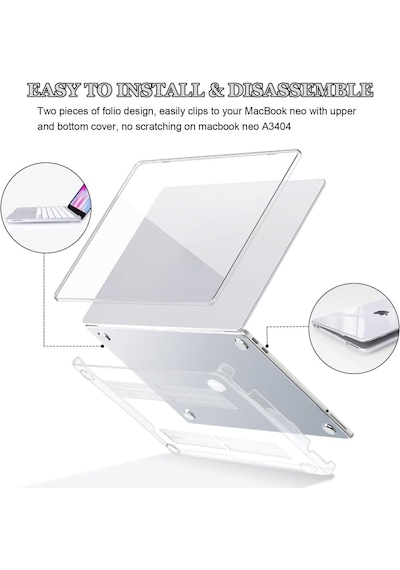 Apple MacBook Uyumlu Pro 14 Inç A3434 Işlemci Parlak Şeffaf Doku Kılıf Hardcase Tuş+ekran Koruyucu 3 Lü Set