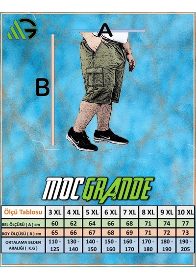 Moc Grande Mocgrande Erkek Büyük Beden Penye Şort Letter Dance 24644 Hakı-Hakı Haki