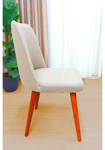Mutfak Sandalye Kılıfı-büyük Oval Likral Kum Desen Yıkanabilir Lastikli Sandalye Örtüsü Chair Cover Vizon