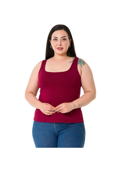 Disentis Büyük Beden Askılı Yarım Astarlı Viskon Bordo Body-bordo Bordo