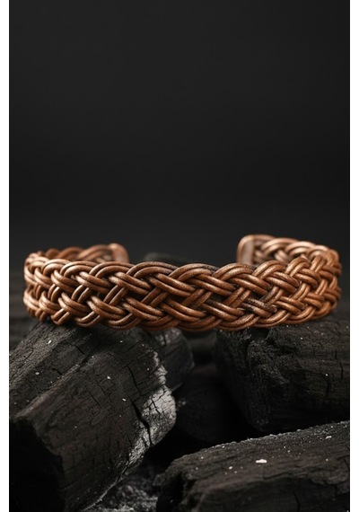 Kadın Bakır Bileklik Örgü Model Otantik Vintage %100 Has Bakır Bileklik Diğer
