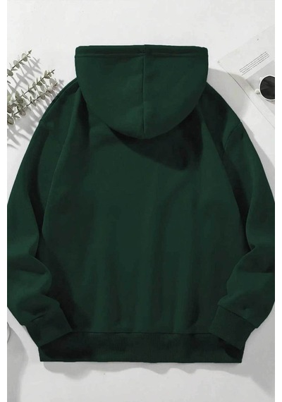 Medinenur Brooklyn Baskılı Unisex Kapüşonlu Sweatshirt Yeşil