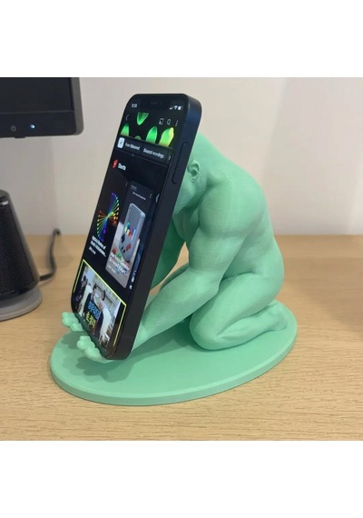 3d Baskı Goril Telefon Tutucu - Kaslı Goril Masaüstü Telefon Standı-mint