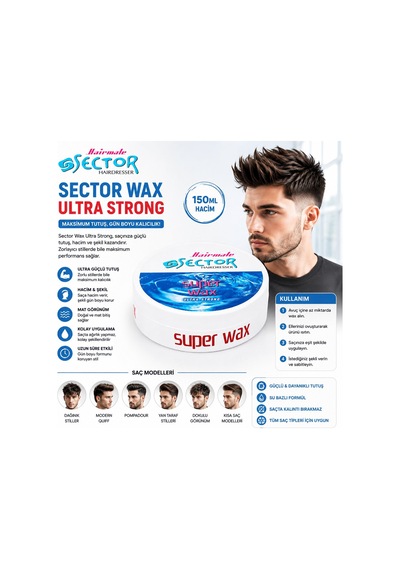 Sector Süper Wax Saç Şekillendirme Krem 150ml Ultra Strong