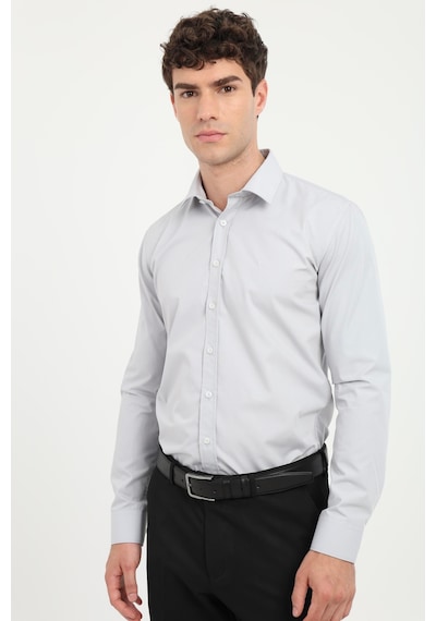Dufy Erkek Slim Fit Uzun Kol Gri Gömlek-26098