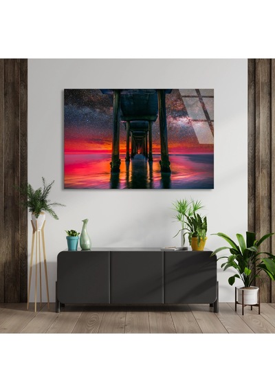 İskele Gün Batımı - Cam Tablo - Deg1299 110 X 70 Cm