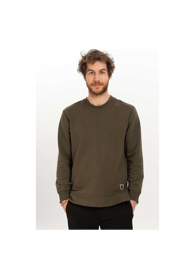 Erkek Bisiklet Yaka Fermuar Detaylı Sweatshirt Haki Haki