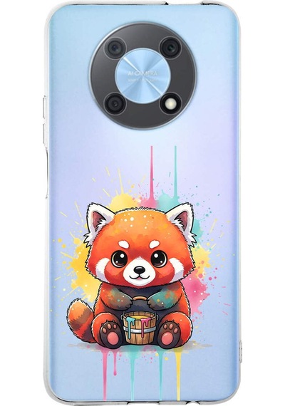 Huawei Nova Y90 İle Uyumlu Splash Tilki Tasarımlı Şeffaf Silikon Kılıf Şeffaf