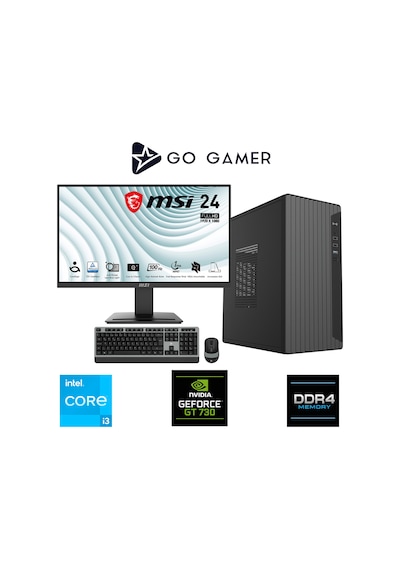 Go Gamer E35D i3-10100F 8 GB 512 GB SSD GT730 24" Free Dos Oem Paket Masaüstü Oyuncu Bilgisayarı