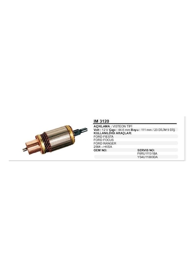 Kollektör 12v 9 Diş Ford Fıesta / Focus /connect / Ranger 111mm 04- Kısa Visteon Tip 1 Ad