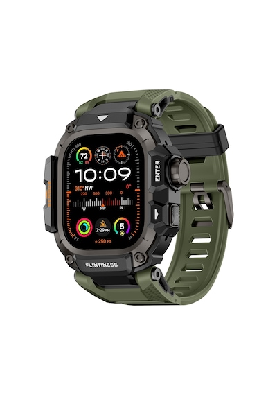 Watch Ultra 49mm Uyumlu Mohseven İwatch Punk Fortress Serisi Kasa Koruyuculu Silikon Kordon Yeşil