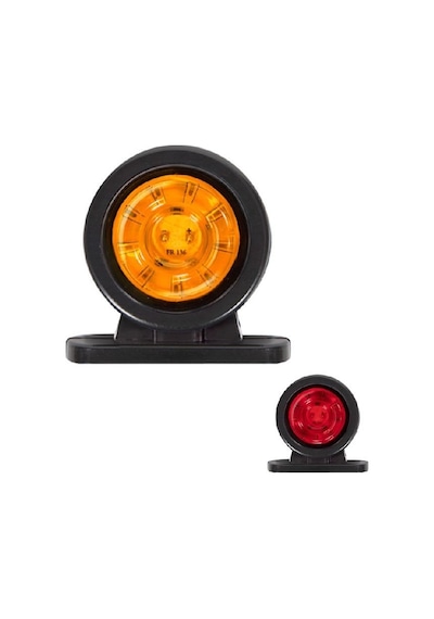 Mini Düz Lamba Lensli Cam 18 Led'Li 70Mm 12V-24V Sarı - Kırmızı