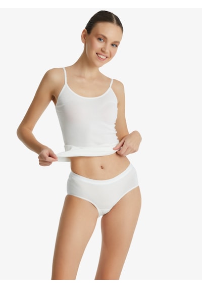 Blackspade 1306 Kadın Essential Midi Slip Beyaz Beyaz