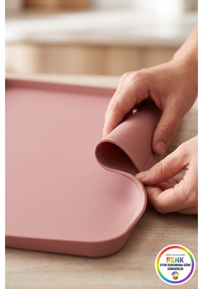 Silikon Fırın Matı Kenarlı Kurabiye Pişirme Tepsisi Kaymaz Pişirme Kağıdı Alternatifi 36x25 Cm Çok Renkli