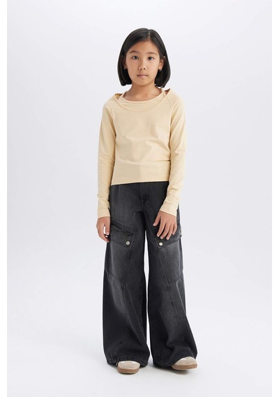 DeFacto Kız Çocuk Wide Leg Kargo Geniş Paça Pamuklu Pantolon D9693A825SPNM36 DeFacto Kız Çocuk Wide Leg Kargo Geniş Paça Pamuklu Pantolon D9693A825SPNM36