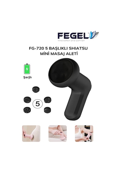 FG-720 6 Kademeli Profesyonel Masaj Tabancası - Siyah