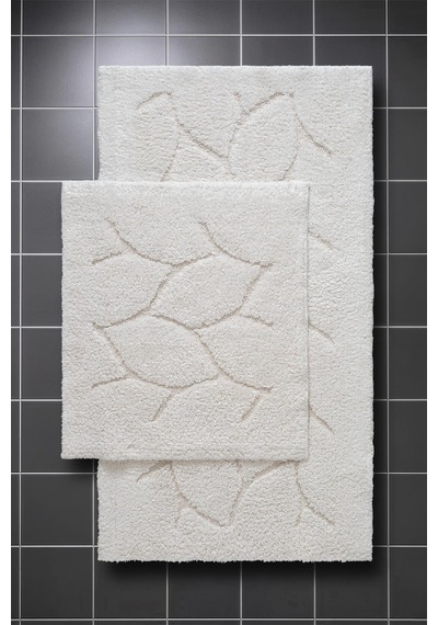 Lilly 2'li Pamuk Banyo Paspas Seti Yumuşak Dokulu Krem Yıkanabilir 60x100 + 60x50cm, Ll006w
