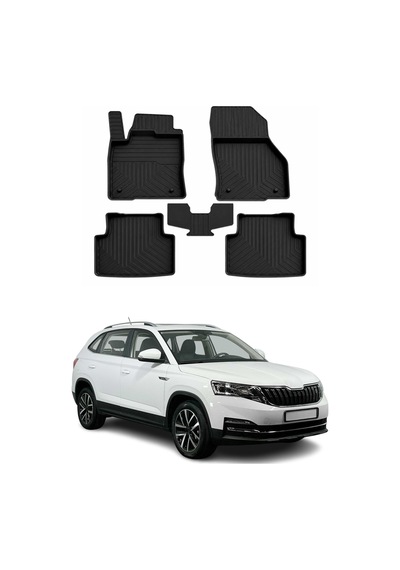 Skoda Kamiq 1 2018-2023 Uyumlu 4d Havuzlu Paspas Kauçuk Siyah 5 Parça