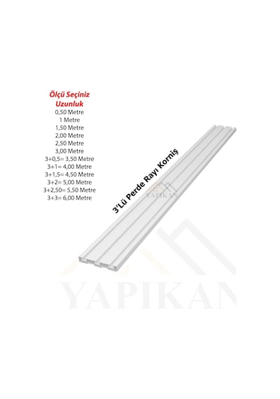 Seval Plus 3 Raylı Perde Rayı Korniş (1.Kalite-Ölçü Seçiniz) (536540833)