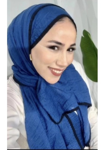 Modakaşmir Aminenesil Biyeli Müslin Şal İndigo Lacivert Renk indigo
