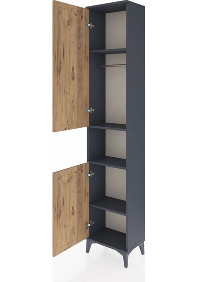Arges Dolap 4 Raflı 2 Kapaklı Tek Askılı 44x30x221 Antrasit-çam Antrasit
