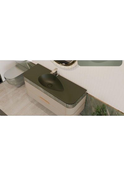 Real Stone Avocado Etajerli 90x50 Antrasit Granit Banyo Lavabosu Antrasit