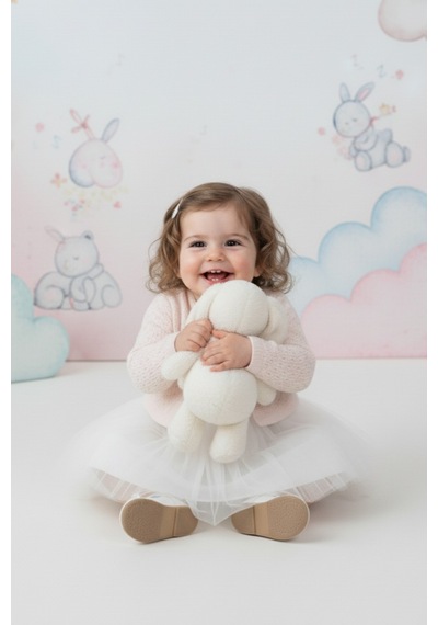 Mnk Baby & Kids Triko Bolerolu Kız Bebek Elbise M00770 Pudra