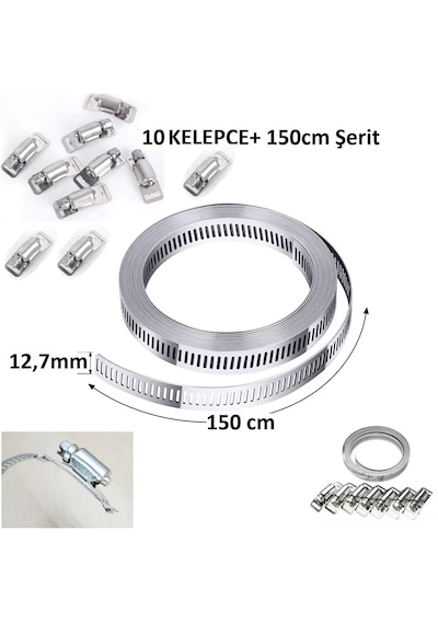 Yate10 Şerit Kelepçe 12,7mmx150cm Şerit 10 Adet Kelepçe