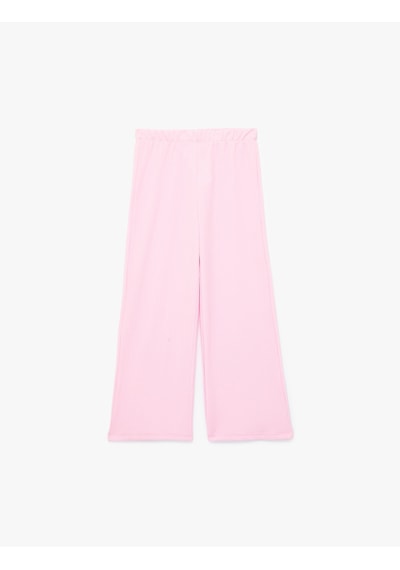 Koton Beli Lastikli Bürümcük Kumaş Basic Pantolon Pembe 7wkg40104ak Gül